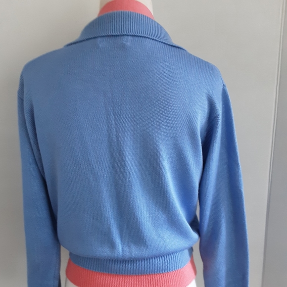 VTG 2 PIECE BUNDLE FIA ITALIA HANDLOOMED CORAL & PERIWINKLECROP CARDIAG - Picture 4 of 8